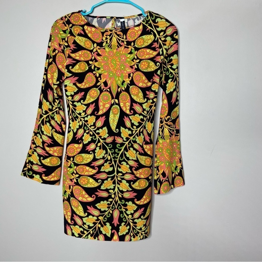 Zara Long Sleeve Abstract Print Dress XS
